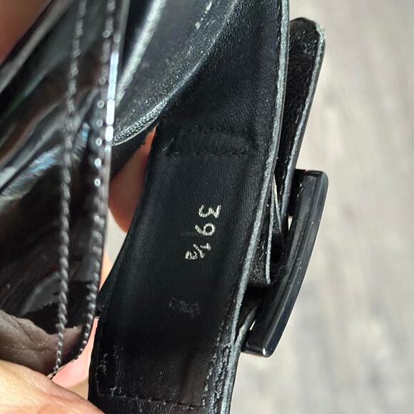 Rare Vintage Prada Sport Black Leather Wedge Chunky Buckle Pump Mule Heels - Picture 6 of 8